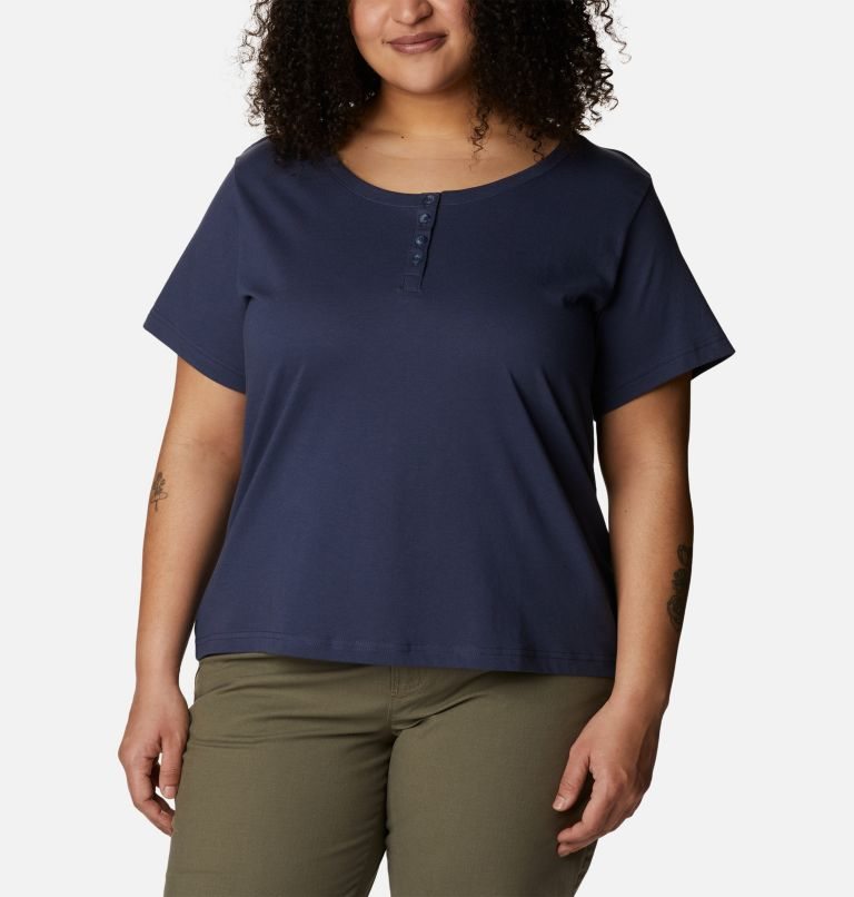 Tricouri Columbia Sapphire Point Henley Dama Bleumarin | Plus Size SFSA897Q0